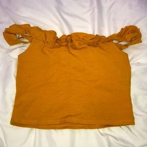 Forever 21 Yellow off the shoulder crop top
